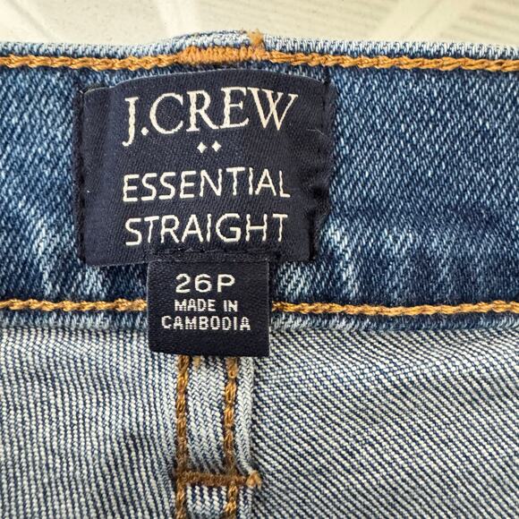 J.Crew Essential Straight Leg Jeans Women’s Size 26 Dark Wash Raw Hem Fair Trade - Picture 2 of 14